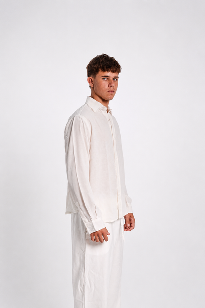 Men’s White Linen Shirt