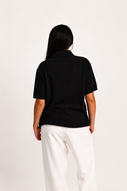 Women's Black Knit Polo