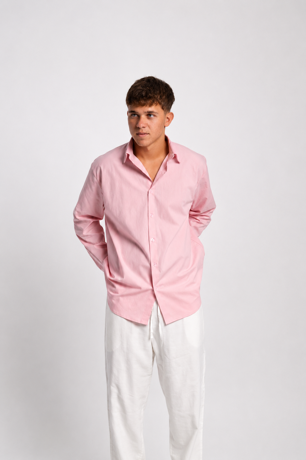 Men’s Baby Pink Linen Shirt