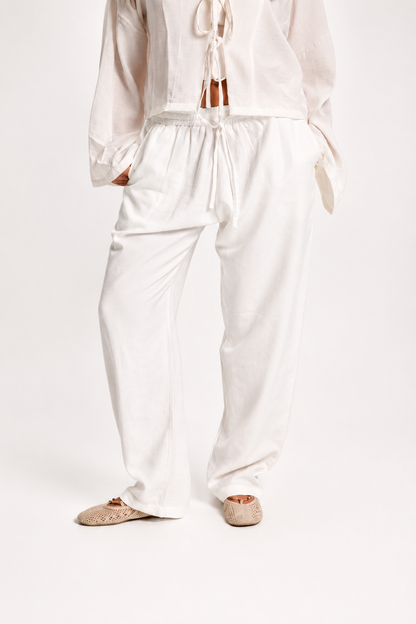 Women's White Linen Pants