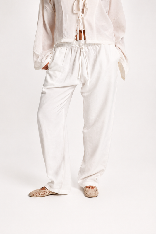 Women's White Linen Pants