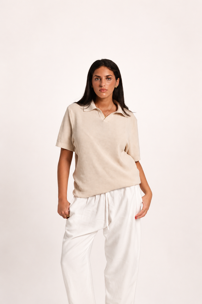Women's Off-white Knit Polo