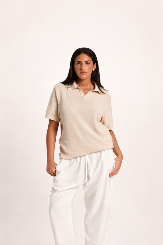 Women's Off-white Knit Polo