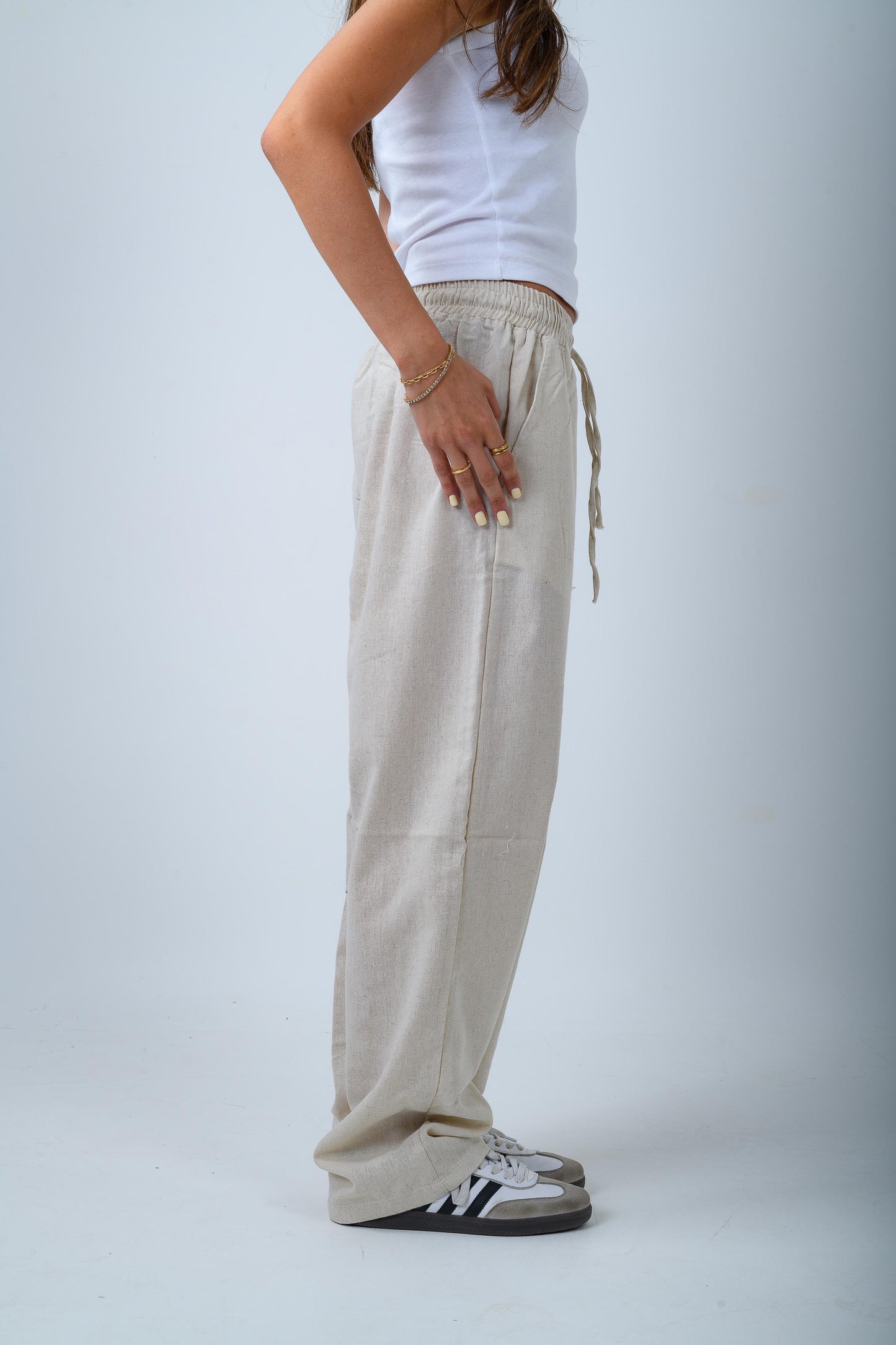Women's Beige Linen Pants