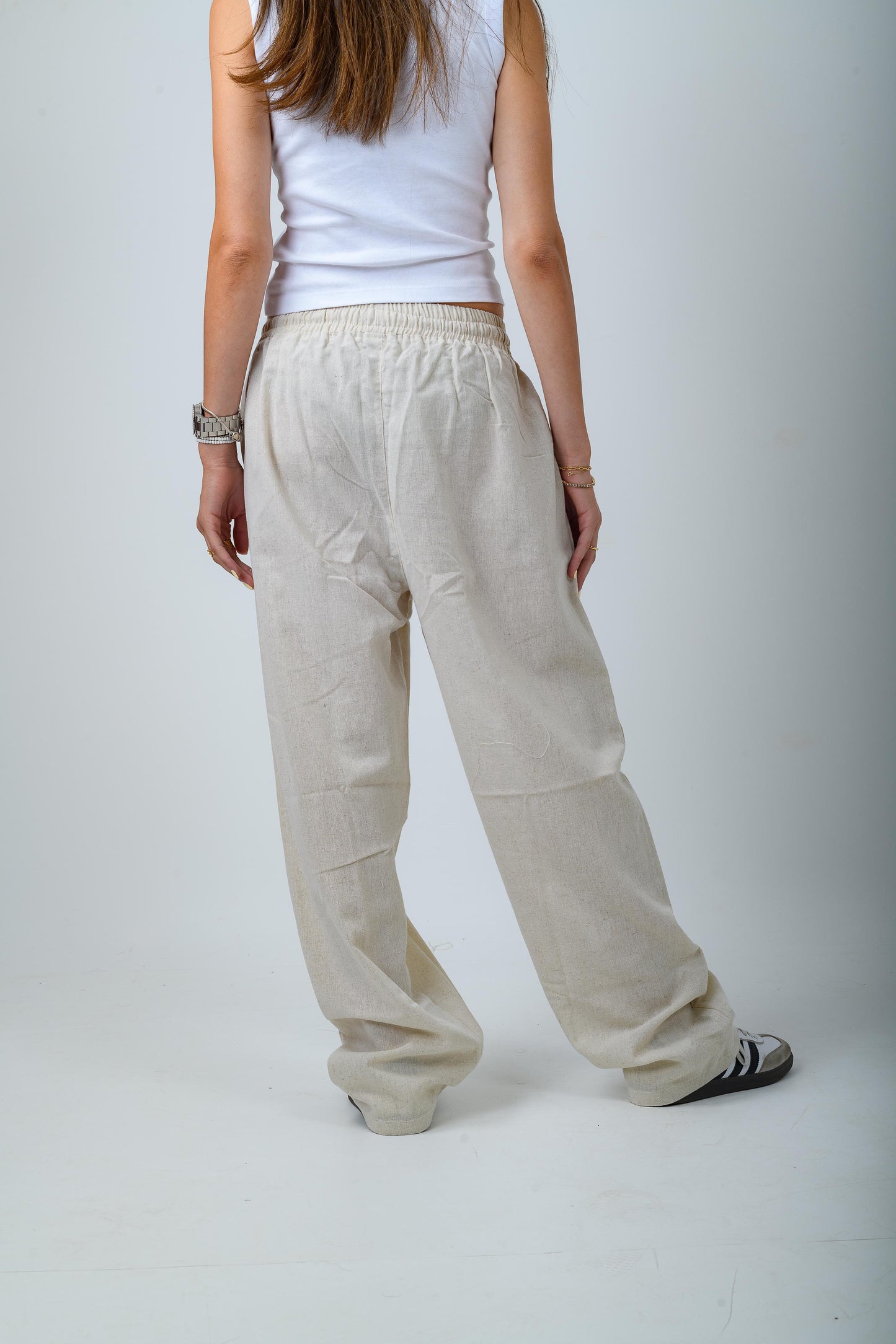 Women's Beige Linen Pants